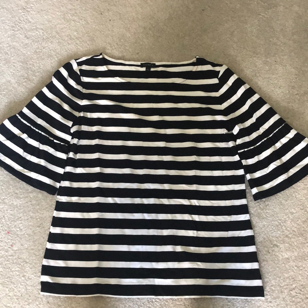 Black and white bell sleeved top
